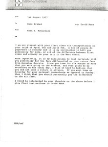 Memorandum from Mark H. McCormack to Hans Kramer