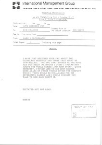 Fax from Mark H. McCormack to Bud Stanner
