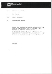 Memorandum from Mark H. McCormack to Bev Norwood