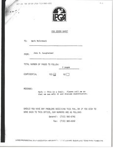 Fax from John D. Laupheimer to Mark H. McCormack