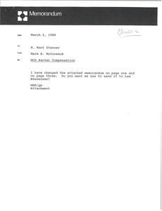 Memorandum from Mark H. McCormack to H. Kent Stanner