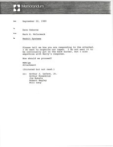 Memorandum from Mark H. McCormack to Dave Osborne