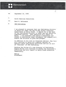 Memorandum from Mark H. McCormack to North American executives