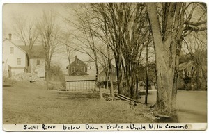 Swift River below dam and bridge, Uncle Will's corn crib