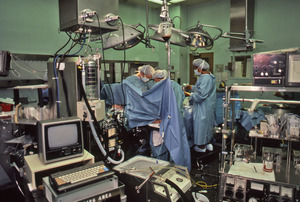 Surgical team performing an operation