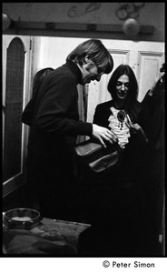 Judy Collins and unidentified man behind stage at Electric Circus