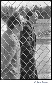 Attorney General of New Hamsphire David Souter seen behind a chainlink fence during the occupation of Seabrook Nuclear Power Plant