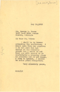 Letter from W. E. B. Du Bois to George W. Gross