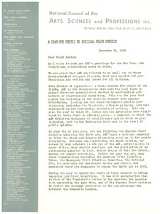 Circular letter from National Council of the Arts, Sciences, and Professions