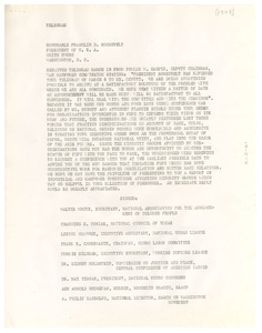 Telegram from March on Washington Movement to President Franklin D. Roosevelt