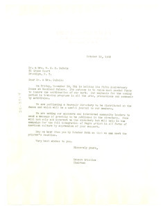Letter from Committee for the Negro in the Arts to W. E. B. and Shirley Graham Du Bois