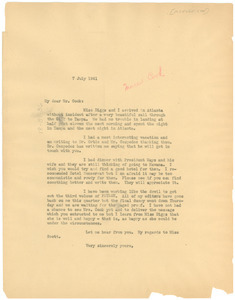 Letter from W. E. B. Du Bois to Mercer Cook