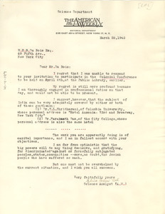 Letter from Gobind Behari Lal to W. E. B. Du Bois