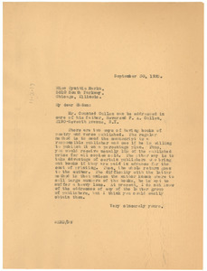 Letter from W. E. B. Du Bois to Cynthia Marks