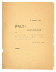 Letter from W. E. B. Du Bois to Stuarts Art Shoppe