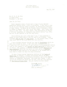 Letter from Paul Partington to W. E. B. Du Bois