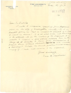 Letter from Dora A. Scribner to W. E. B. Du Bois