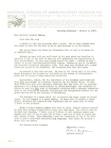 Circular letter from National Council of American-Soviet Friendship to W. E. B. Du Bois
