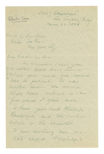 Letter from Ruth Skeen to W. E. B. Du Bois