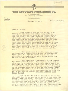 Letter from Mrs. E. D. Cannady to W. E. B. Du Bois