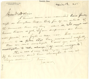 Letter from John Wesley Work to W. E. B. Du Bois