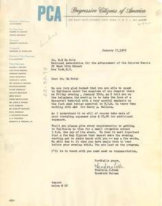 Letter from Progressive Citizens of America to W. E. B. Du Bois