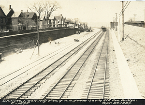 General northerly view of railroad from Savin Hill Avenue bridge