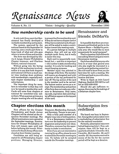 Renaissance News, Vol. 4 No. 11 (November 1990)