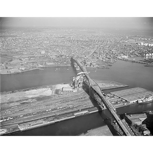 Charlestown, over terminal and piers to Chelsea, Mystic River Bridge, Boston, MA