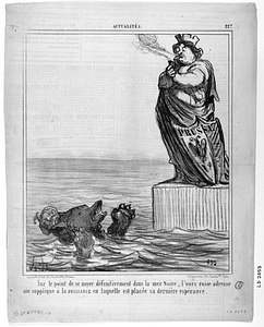 Sur le point de se noyer définitivement dans la mer Noire, l'ours russe adresse une supplique à la PUISSANCE en laquelle est placée sa dernière espérance.