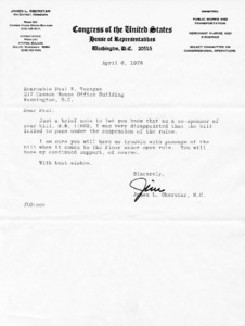 Letter to Paul E. Tsongas from James L. Oberstar