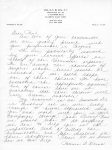 Letter to Paul from Patricia D. Kilian