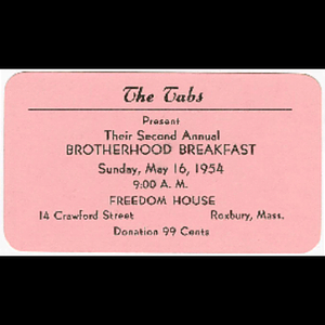 Card for Tabs' Second Annual Brotherhood Breakfast