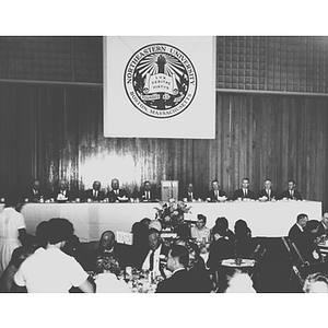 The head table at the annual Alumni Homecoming dinner