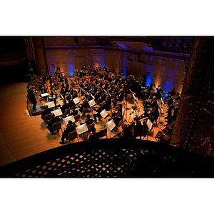 View from above of the Boston Pops Orchestra performing