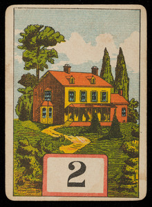 Picture card, red and yellow house, location unknown, undated