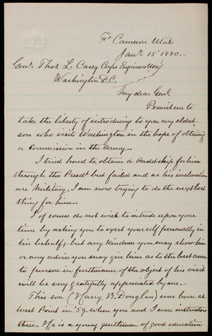 [Henry] Douglass to Thomas Lincoln Casey, January 15, 1880