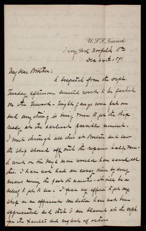 Admiral Silas Casey to Thomas Lincoln Casey, December 24, 1891