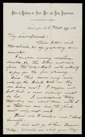 Bernard R. Green to Thomas Lincoln Casey, March 29, 1888