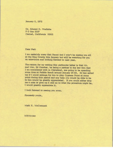 Letter from Mark H. McCormack to Edward H. Wedlake