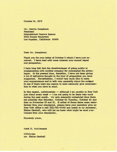 Letter from Mark H. McCormack to Marvin Josephson