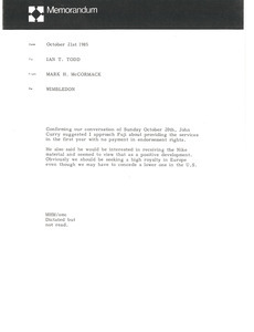 Memorandum from Mark H. McCormack to Ian T. Todd