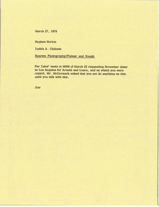 Memorandum from Judy A. Chilcote to Hughes Norton