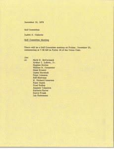 Memorandum from Judith A. Chilcote to golf committee