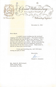 Letter from Donald J. Gonzales to Mark H. McCormack