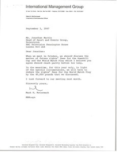 Letter from Mark H. McCormack to Jonathan Martin