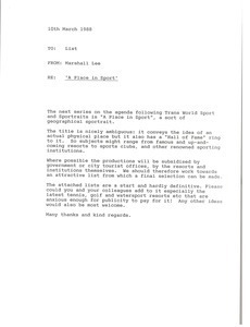 Memorandum from Marshall Lee to list