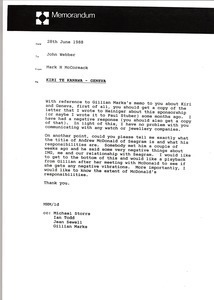 Memorandum from Mark H. McCormack to John Webber