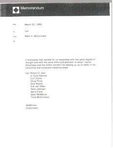 Memorandum from Mark H. McCormack to list