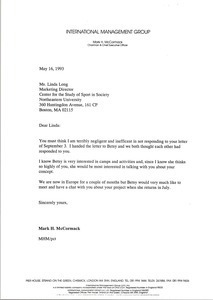 Letter from Mark H. McCormack to Linda Long